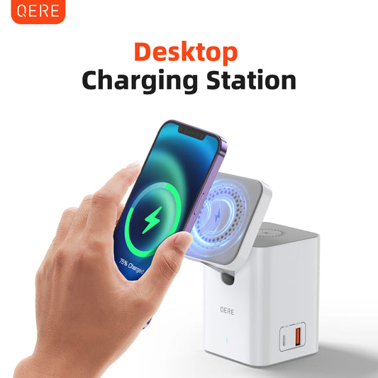 Wireless Charger QERE Mobile Phone Magnetic Station Fast Charging Safe Multi-functional Portable Foldable Mini Wireless Charger