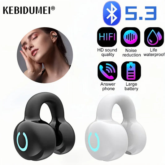 Wireless Ear Clip On Earphone Bluetooth 5.3 Single Earbud Waterproof Sports Earphone Clip On Headphone for Running Workout