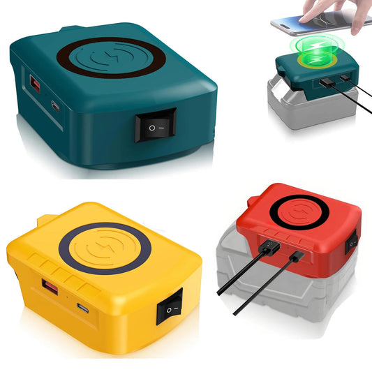 Wireless Phone Charger for Makita/Dewalt/Milwaukee 18V Li-ion Battery USB Adapter with Type-C Charges Port Portable Power Bank