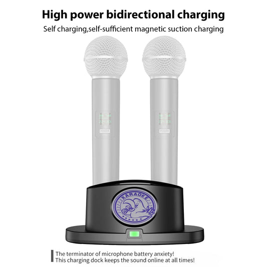 Wireless Magnetic Microphone Charge Station 2 Charger Universal Mic Portable Desktop Charge Stand Smart Energy Saving Plug&Play
