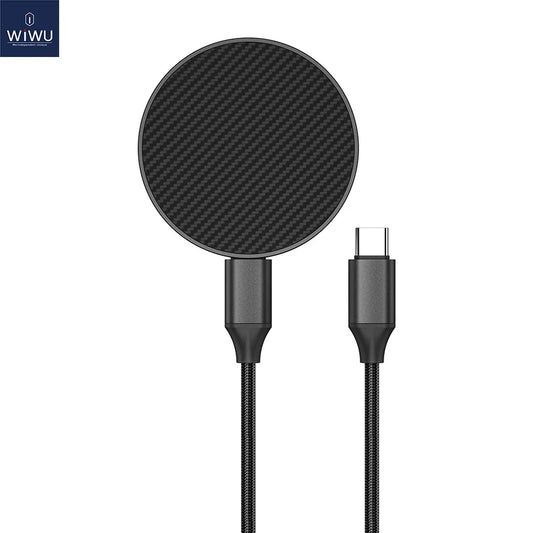 WiWU Kevlar Wireless Charger for iPhone 17 16 15 14 13 series 15W Qi2.0 Fast Wireless Charging Type C Port for Magsafe Charge
